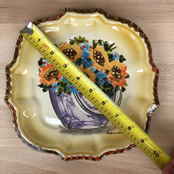 Vintage Italica Ars Italy Pottery Signed Lazzaro Serving Plate/ Vanity Accents - Picture 11 of 12